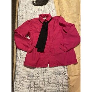 Vintage Rhapsody Hot Pink Long Sleeve Button Front Blouse Top Size Large